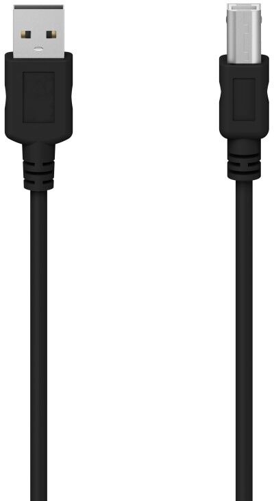 Hama USB-Kabel "USB-Kabel mit USB-A und USB-B Stecker grau, USB 2.0, Knickschutz, 3 m", schwarz (grau), 300cmcm, Kabel, USB-Kabel