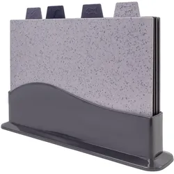 Intirilife Schneidebrett Set 5-teilig mit Halterung, Schneidebrett, Grau