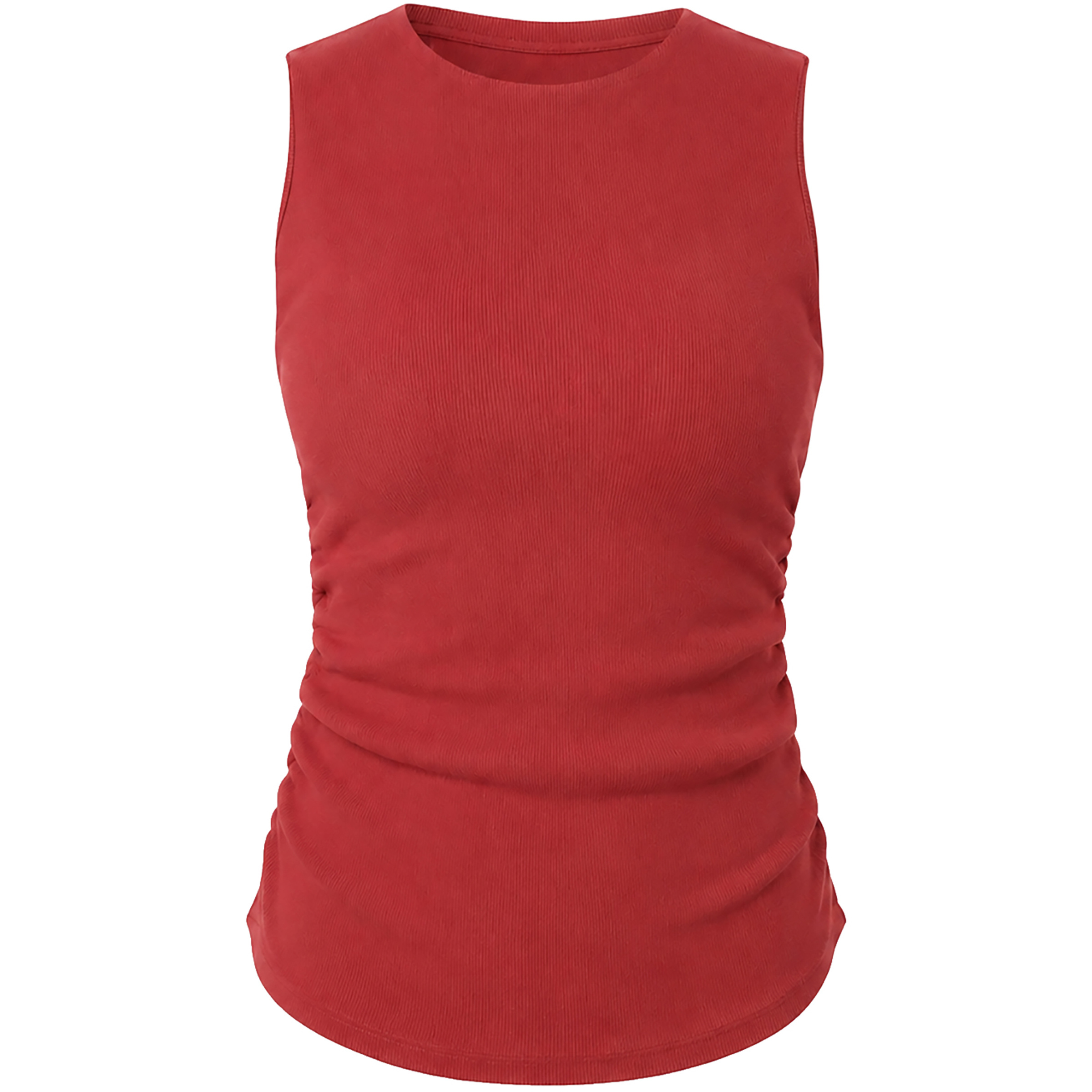 Mandala Side Ruffled Rib Top Damen Tanktops rot Größe L Yoga Widerstandsfähig