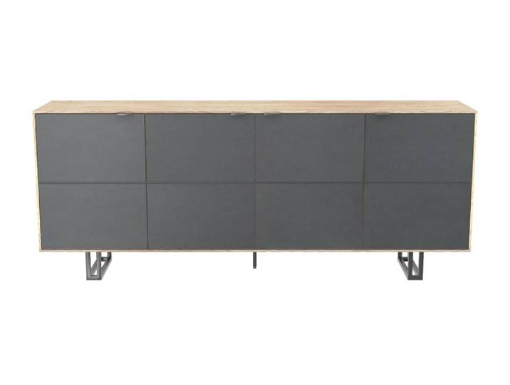 Buffet moderne 4 portes noires en placage chêne l200cm
