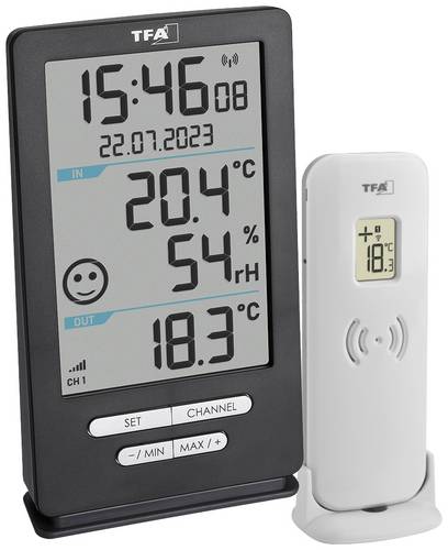 TFA Dostmann Funk-Thermometer XENA HOME Funk-Thermometer digital Anthrazit 30.3074.10