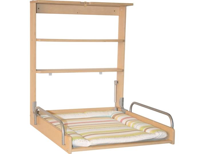 Wandwickelregal, klappbares Wickelregal, natur inkl. Wickelunterlage 'Dschungelbaby'