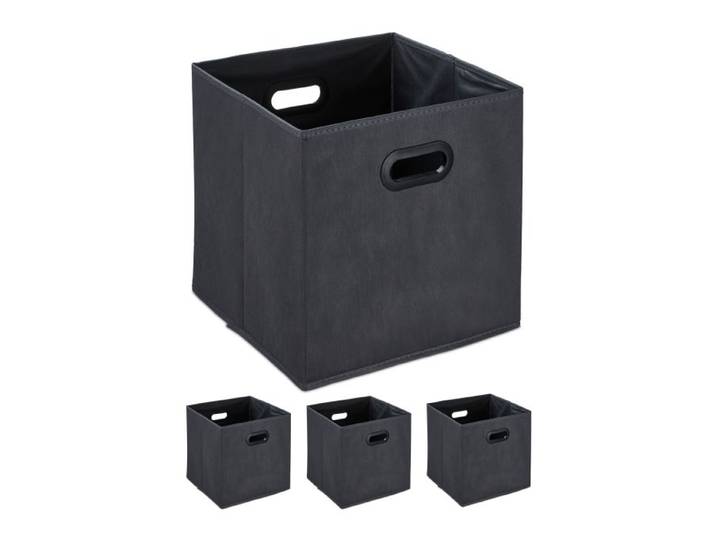 Relaxdays Aufbewahrungsbox in Anthrazit 4er Set