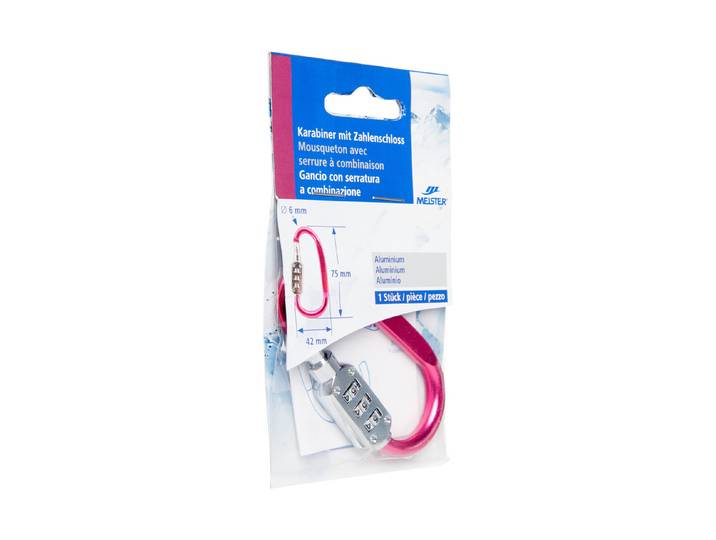 Meister + Co Karabiner mit Zahlenschloss 7.5 cm