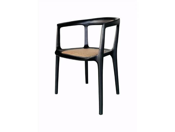 Fauteuil de table en bois noir et cannage rotin - Amadeus