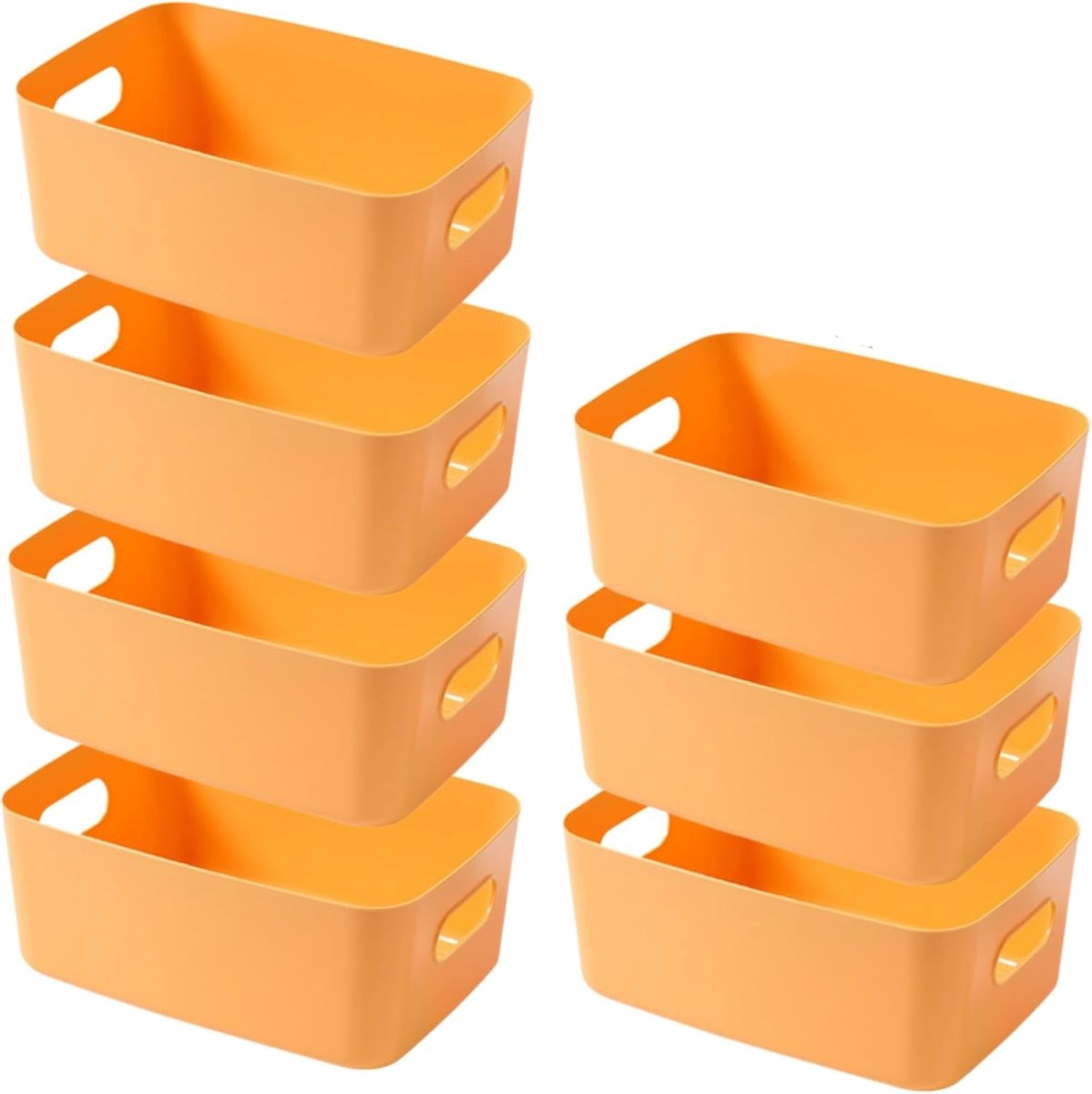 EURXLQ Set van 7 Stapelbare Kunststof Opbergmanden met Handgrepen, Geel, B/D/H: 20 x 15 x 7 cm