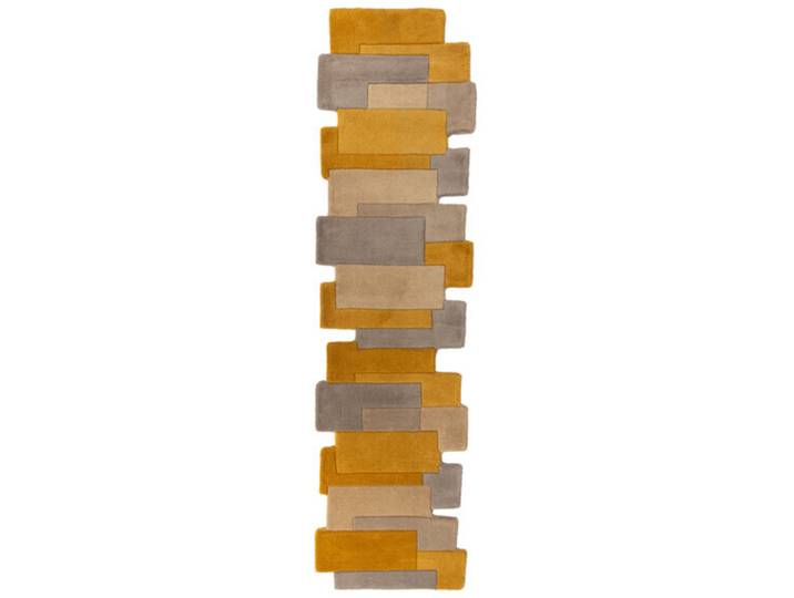 Teppich Collie Gelb, Grau, Beige Symmetrie Wolle 230 x 60 cm