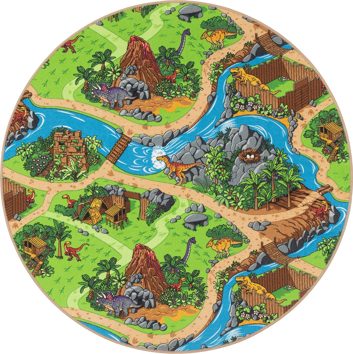 Snapstyle Kinderspel Straten Vloerkleed Dino Wereld Rond