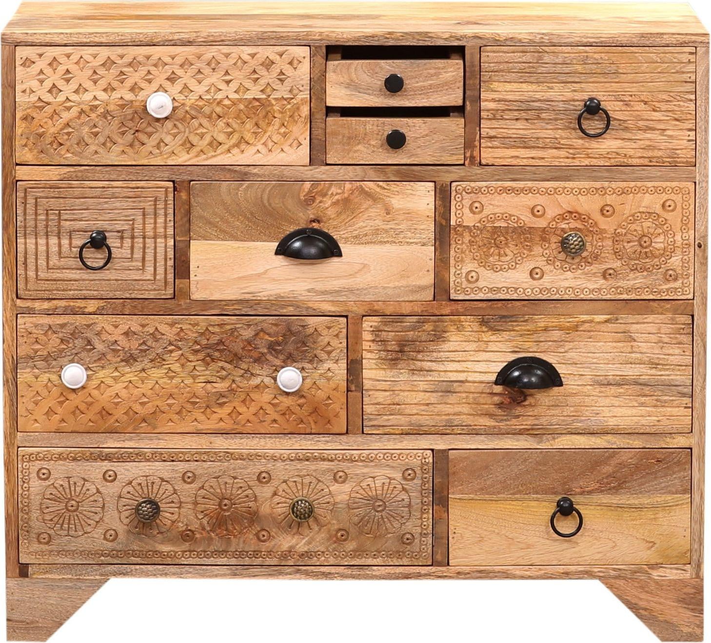 Marrakesch industriële houten commode met 11 lades door Nukesh, 90 cm breed