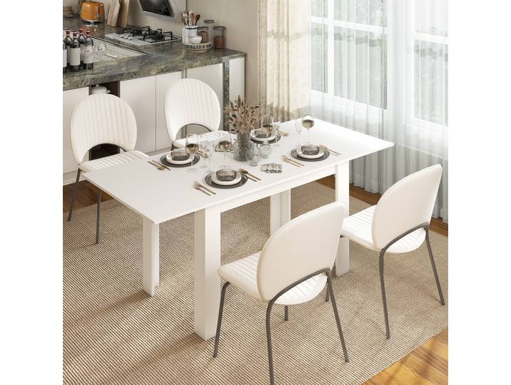 HOMCOM Table à Manger Extensible 6-8 Pers 140-180x80cm Blanc