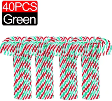 Inspire Picks Classic Candy Cane Christmas Tree Hanging Ornament Set 40pcs green 15cm