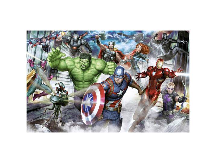 Marvel Fototapete Avengers Assemble, Mehrfarbig, Cartoon, 400x250 cm, Tapeten & Wandverkleidungen, Fototapeten