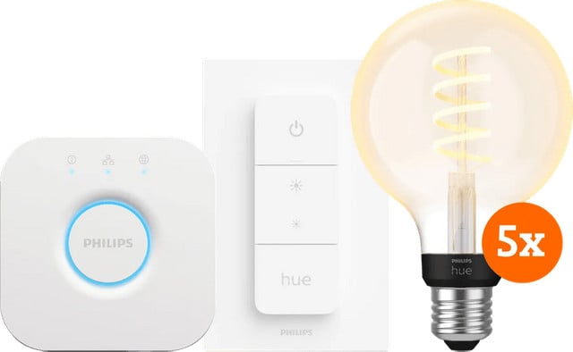 Philips Hue Filament White Ambiance Globe LED Startpakket 5-pack