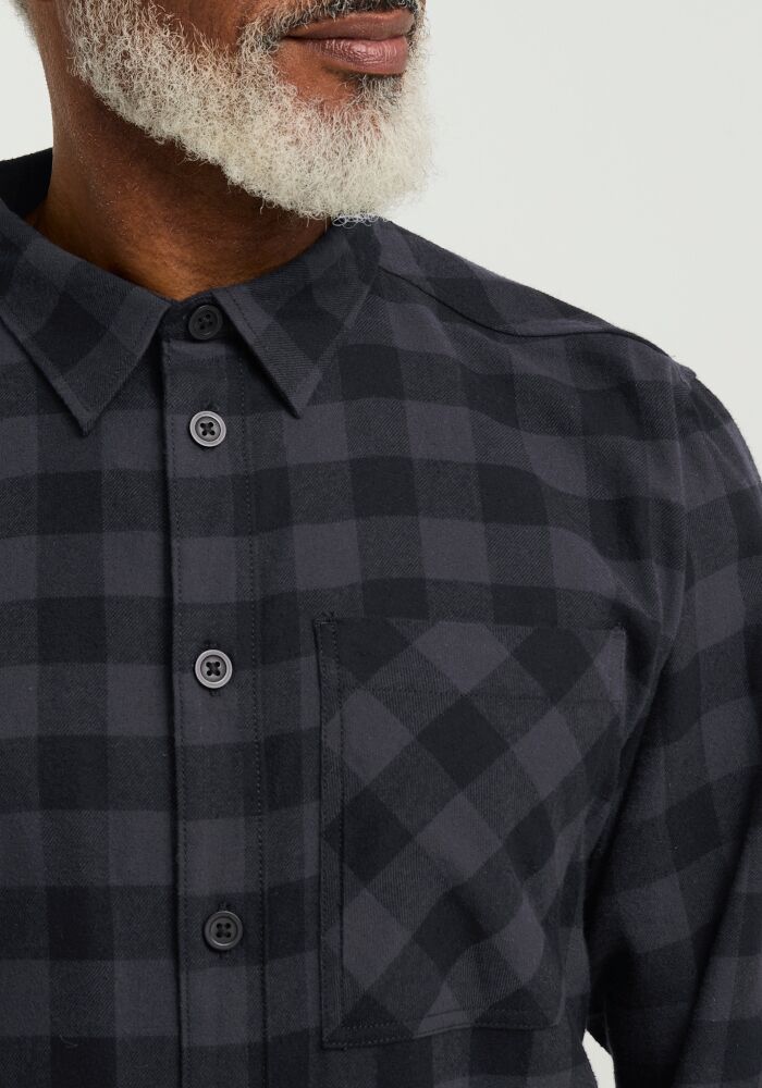 Flanellhemd JACK WOLFSKIN "LITE FLANNEL SHIRT M", Herren, Gr. S (48), Normalgrössen, schwarz (checkschwarz), Obermaterial: 100% Baumwolle, Hemden Flanellhemd, Flanellhemd, weich, atmungsaktiv checkschwarz S (48), Normalgrössen