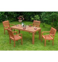 MERXXHANDELS Maracaibo Set 5tlg 4 Sessel Tisch 170x90cm Eukalyptus 09202035