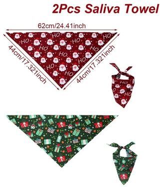 Inspire Select 2 Pcs Christmas Dog Bandanas Santa & Christmas Tree Holiday Pet Scarf Triangle Bibs For Small, Medium & Large Dogs 1