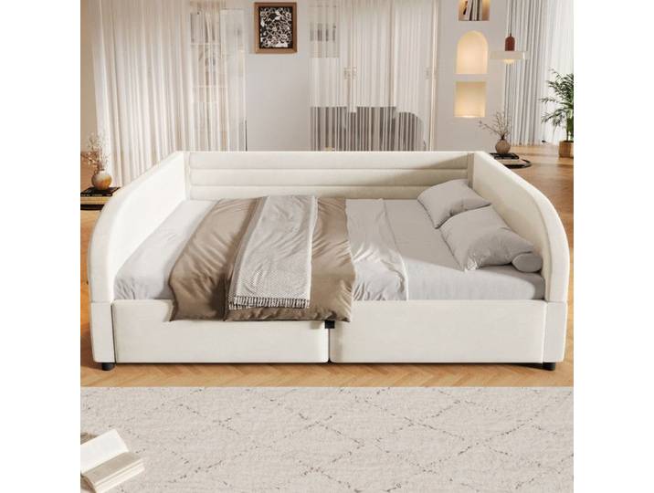 Bladez – Lit coffre 140 x 200 cm lit hydraulique avec éclairage LED latéral plateforme capitonnée – Beige