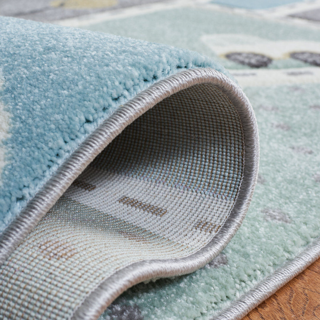 Zoomie Kids Carousel Kids Town Area Rug In Grey / Light Blue Light Blue;Gray Rectangle 119.38 x 304.8cm