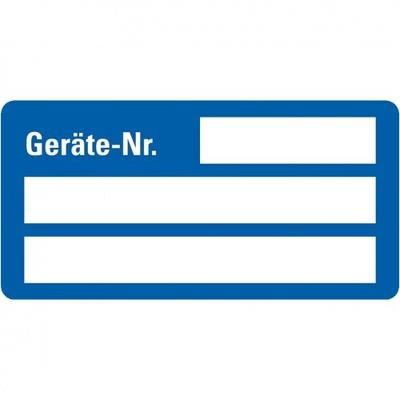 Aufkleber I Inventaretikett Geräte-Nr., blau, Dokumentenfolie, selbstklebend, 50x25mm, 9/Bogen