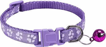 Inspire Curations PawPrint Bell Collar For Cats & Small Dogs purple