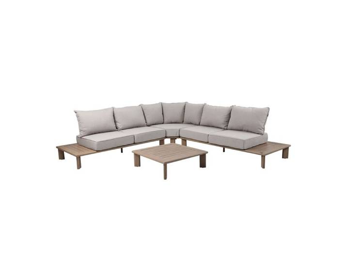 Salon de jardin - AXI - Avery - Aluminium thermolaqué - Aspect bois - 5 personnes