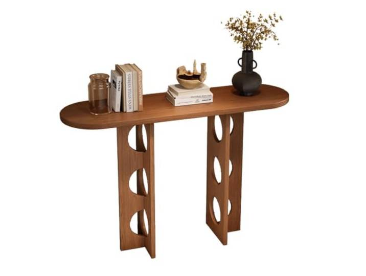 EYUIOPLM Eingangstisch, rechteckiger Konsolentisch for das Wohnzimmer Bauernhaus-Sofatisch hinter der Couch, lang for Eingang, Flur, Foyer(Walnut,100x35x80cm)
