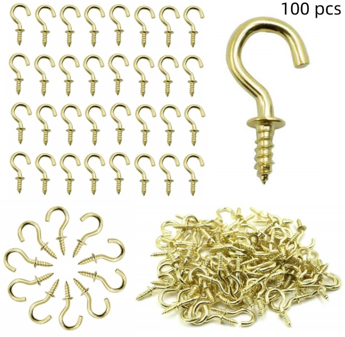 100 stuks Kleine metalen schroefhaakjes goudkleurig voor sieraden en knutselwerkjes