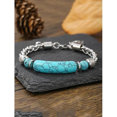 Türkis Dicke Kette Mode Mode Personalisierte Stein Armband Schmuck Silber / Grün Für Täglich Geschenk Ferien