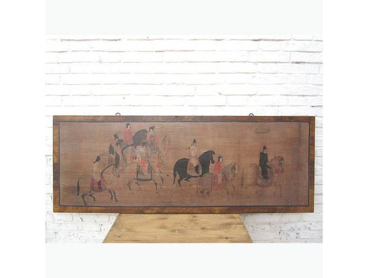 Luxury-Park-Direct Kommode China breites Wandbild Reiterszene ca. 1930 honigfarbener Holzrahmen