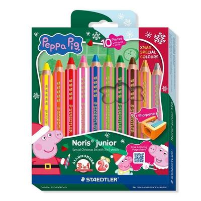 STAEDTLER Farbstifte Buntstift Noris junior Peppa 10er Set + Spitzer, Weihnachten