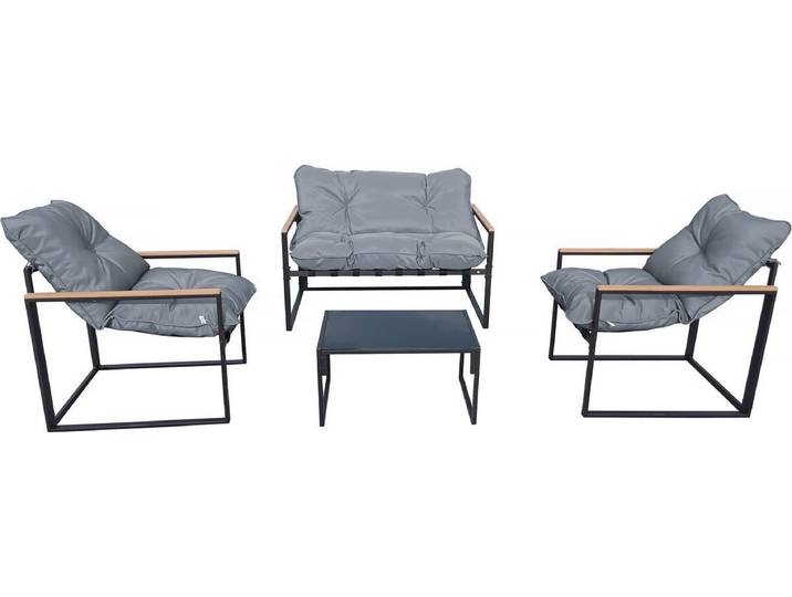 Gartenlounge \ Jules\ - 4 Personen - Grau/Schwarz