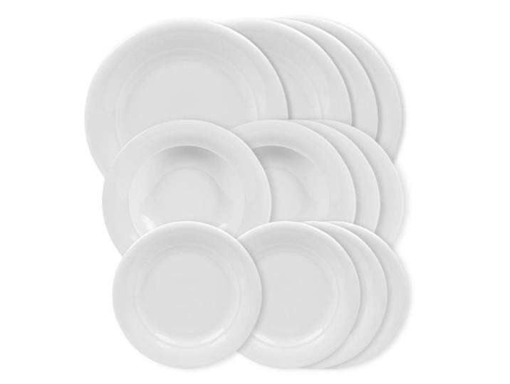 Service d'assiettes 12 pièces blanches en porcelaine