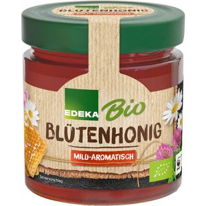 Edeka Honig Blütenhonig mild-aromatisch, BIO, flüssig, im Glas, 500 g