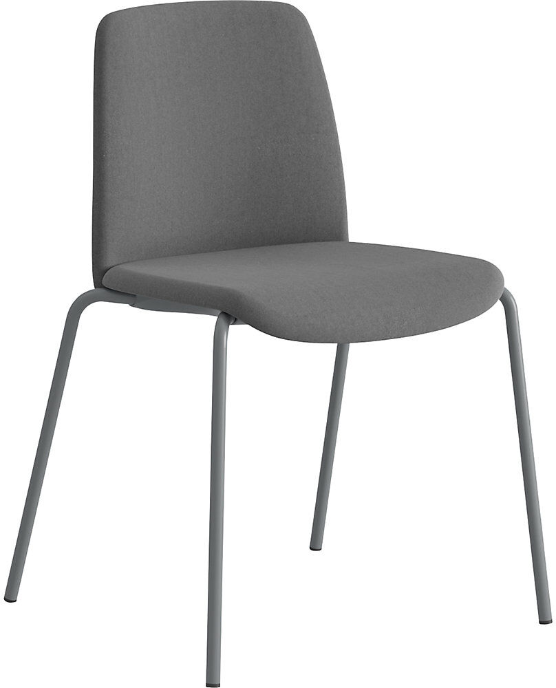 kaiserkraft Stuhl Helmer, Sitz/Lehne gepolstert, VE 4 Stk, Sitz dunkelgrau, Gestell silber