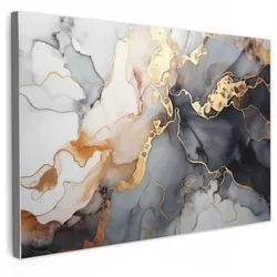 LEINWANDBILD Marmor - Schwarz - Gold - Weiß Deko Schlafzimmer 30x20 cm