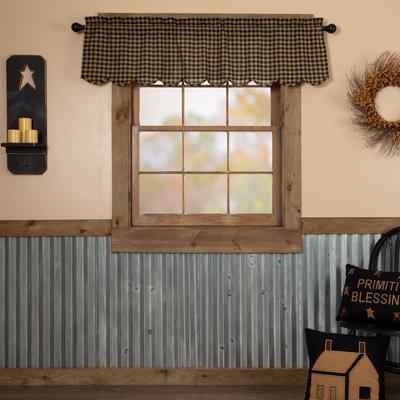VHC Brands Check Scalloped Valance