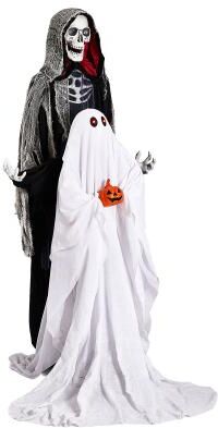 No 6FT Levitating Ghost with Glowing Eyes and Motion Sensor Sound Halloween Decoration