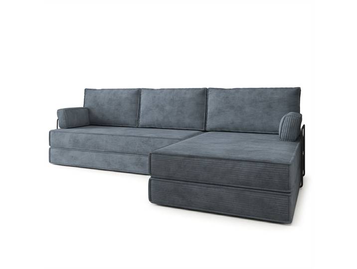 ECKSOFA ANKO modulares Boneless Sofa mit Schlaffunktion Grau Kordstoff