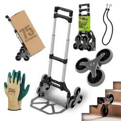 TroniTechnik® Sackkarre Handkarre klappbar, Transportkarre bis 75kg, Klappwagen für Treppen - Sternrad, höhenverstellbar