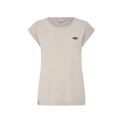 Rundhalsshirt OXMO "Rundhalsshirt OXSille", Damen, Gr. M, beige (humus), Obermaterial: 100% Baumwolle CO., Shirts Rundhalsshirt