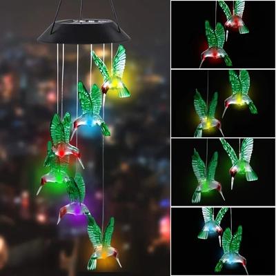 Uplifted Goods Solar LED Color Changing Butterfly Dragonfly Wind Chime humming Bird 0 5w