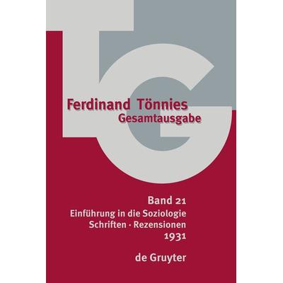 1931, Gebundene Ausgabe von Ferdinand Tönnies, De Gruyter, 978-3-11-015853-3
