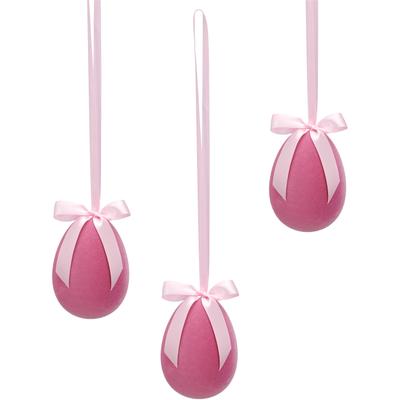 Dekohänger CREATIV HOME "Ostereier zum Hängen", rosa (pink), H:15cm Ø:10cm, Kunststoff, Dekohänger, mit Schleife