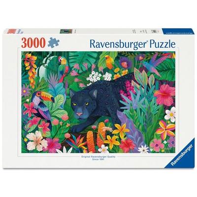 Erwachsenenpuzzle 3000 Teile - Panther im blühenden Dschungel