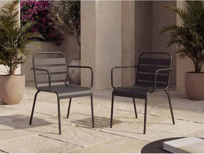 Gartensessel stapelbar 2er-Set - Metall - Anthrazitgrau - MIRMANDE von MYLIA