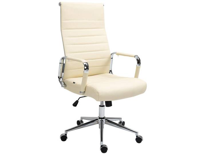 CLP Chefsessel Echtleder Creme, Leder, 58x105x66 cm, Büromöbel, Bürostühle, Chefsessel