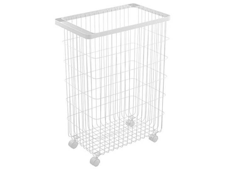 Yamazaki 4776 TOWER Laundry Basket with Wheels\, white\, Steel/Nylon\, 28 x 46.5 x 61 cm