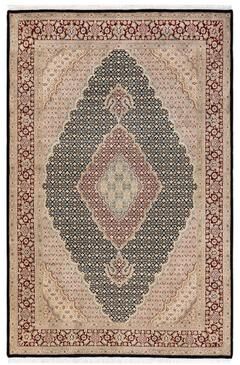 Overton Hand Knotted Wool Traditional Oriental Black Area Rug - 6' x 9'
