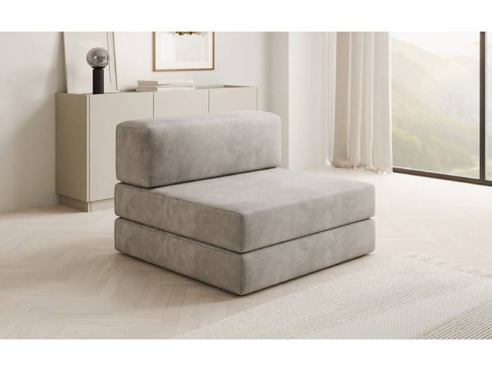 Designer Sofa Mittelmodul Lazy in Samt - Hellgrau - Samt - Luxusbetten24