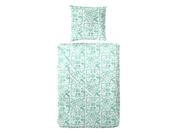 Bettwäsche PRIMERA Renforce-Bettwäsche Morocco , grün, B/L: 155cm x 220cm, 1 Stk., 1 Stk., Renforcé, B/L: 80cm x 80cm, 2, Renforcé, Obermaterial: 100% Baumwolle, Bettwäsche, Bettwäsche
